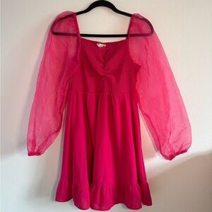 Altard State Women's Pink Puffy‎ Sleeve Dress Size Medium Short Dress